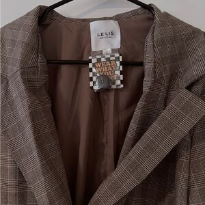 Dressed in LALA Brown Plaid Blazer